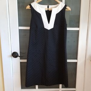 Michal Kors black and white v neck shift dress